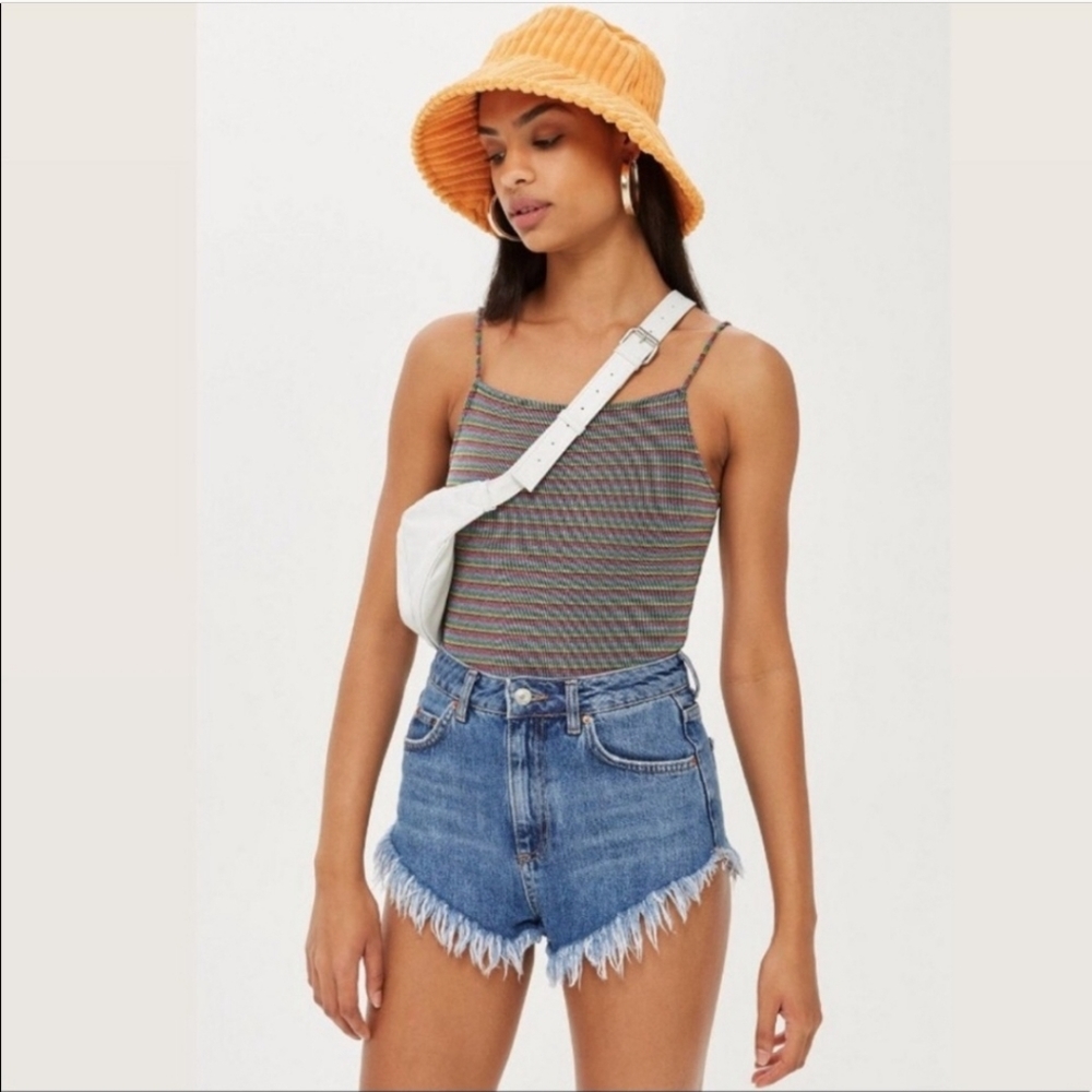 Topshop Metalic Striped bodysuit
